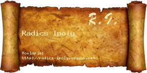 Radics Ipoly névjegykártya